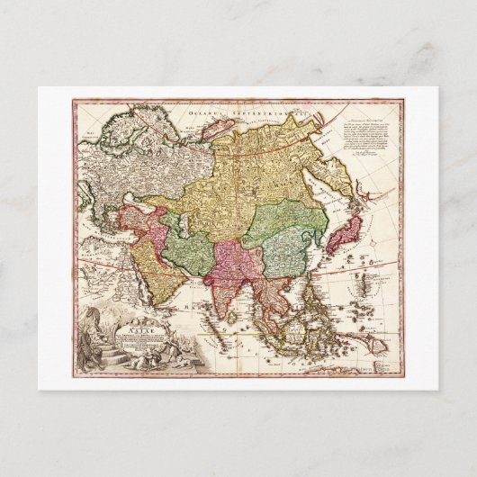 AsiaPanoramic MapAsia 6 Briefkaart (Voorkant)