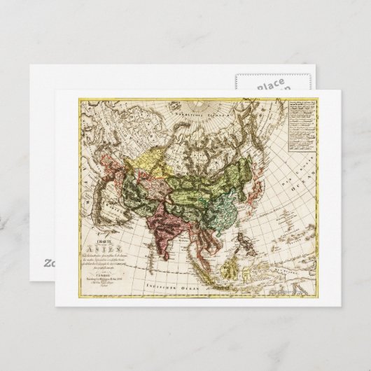 AsiaPanoramic MapAsia 7 Briefkaart (Voorkant / Achterkant)