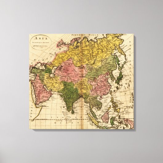AsiaPanoramic MapAsia 7 Canvas Afdruk (Voorkant)