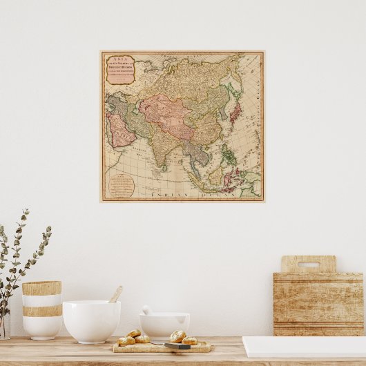 AsiaPanoramic MapAsia 8 Poster (Keuken)