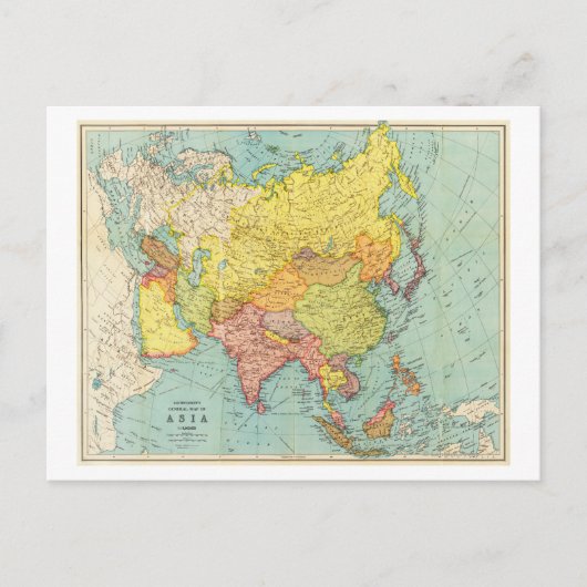 AsiaPanoramic MapAsia 9 Briefkaart (Voorkant)