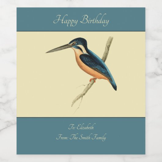 Asiatic Kingfisher II Wijn Etiket (Enkel label)