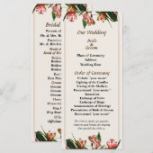 Asiatic Lilies and Leaves Wedding Programme Programmakaart (Voorkant / Achterkant)