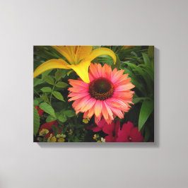 Asiatische galgen en conefloer in het zwarte vigne canvas afdruk