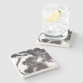 Asiatische Kunst mit Lotusblätter Motiv Stenen Onderzetter (Zijkant)