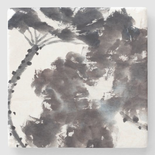 Asiatische Kunst mit Lotusblätter Motiv Stenen Onderzetter (Voorkant)