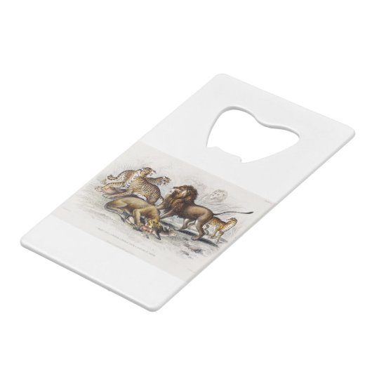 Asiatische lion, leeuwin, bengachtige tijger, luip creditkaart flessenopener (Voorkant Gekanteld)