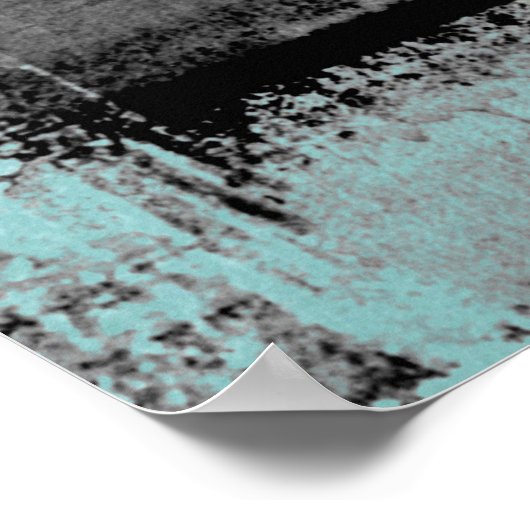 'Aside' Blue en Grey Abstract Art Poster Afdrukken (Hoek)