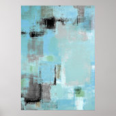 'Aside' Blue en Grey Abstract Art Poster Afdrukken (Voorkant)