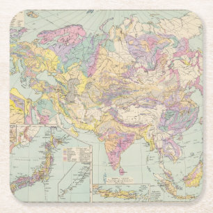 Asien u Europa - Atlas Map of Asia and Europe Kartonnen Onderzetters