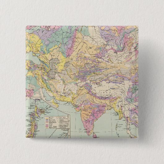 Asien u Europa - Atlas Map of Asia and Europe Vierkante Button 5,1 Cm (Voorkant)