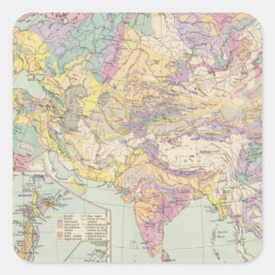 Asien u Europa - Atlas Map of Asia and Europe Vierkante Sticker