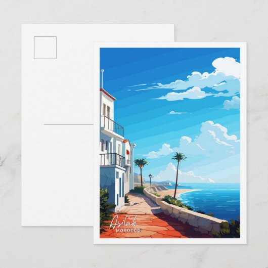 Asilah Marokko Art Travel  illustratie Briefkaart (Voorkant / Achterkant)
