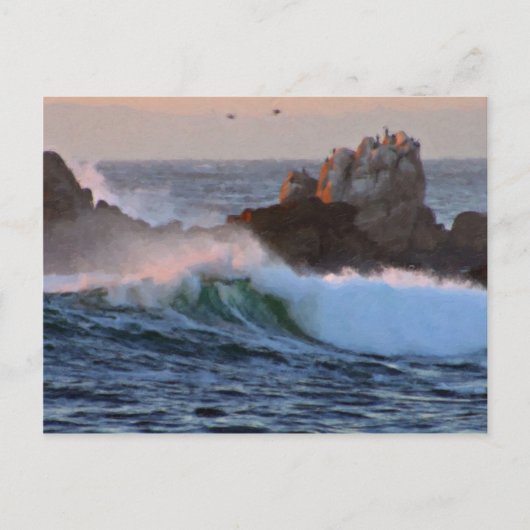 Asilomar Beach Wave Big Sur California, getekend Briefkaart (Voorkant)