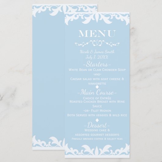 Asindroom Cinderella Bruiloftsmenu Menu (Voorkant / Achterkant)