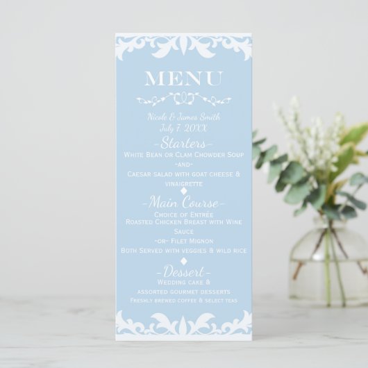 Asindroom Cinderella Bruiloftsmenu Menu (Staand voorkant)