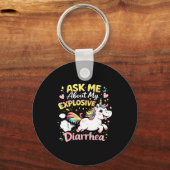 Ask about explosive diarrhea funny poop meme sleutelhanger (Voorkant)
