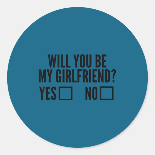 Ask Her Will You Be My Girlfriend Valentine's Day  Ronde Sticker (Voorkant)