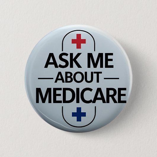 Ask Me About Medicare Red White Blue Ronde Button 5,7 Cm (Voorkant)