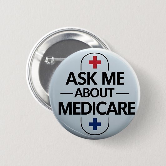 Ask Me About Medicare Red White Blue Ronde Button 5,7 Cm (Voorkant /achterkant)