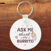 Ask Me About My Burrito Cute Baby Art Sleutelhanger (Achterkant)