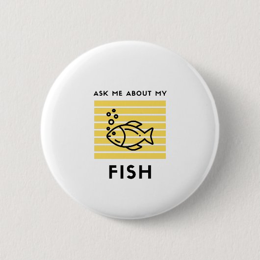 Ask me about my fish funny aquarium pet ronde button 5,7 cm (Voorkant)