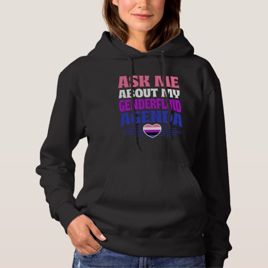 Ask Me About My Genderfluid Agenda Heart Love Hoodie (Voorkant)