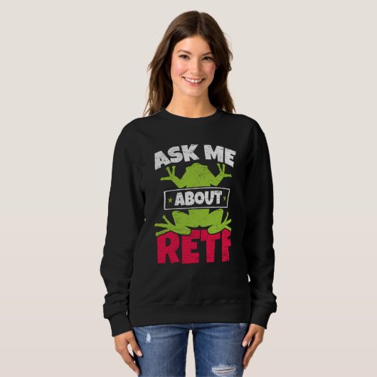 Ask Me About RETF Red Eyed Tree Frog Toad Amphibia Trui (Voorkant volledig)