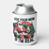 Ask Your Mom Funny Santa Snarky Retro Xmas Blikjeskoeler (Blikje Voorkant)