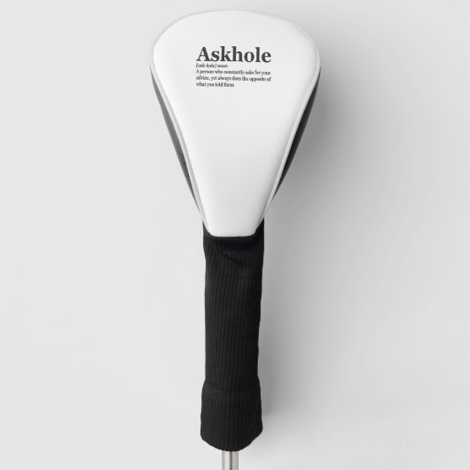 Askhole Definition Hilarious Gag Dictionary Adult Golfheadcover (Voorkant)