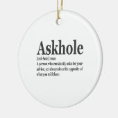 Askhole Definition Hilarious Gag Dictionary Adult Keramisch Ornament (Links)