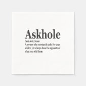 Askhole Definition Hilarious Gag Dictionary Adult Servet (Voorkant)