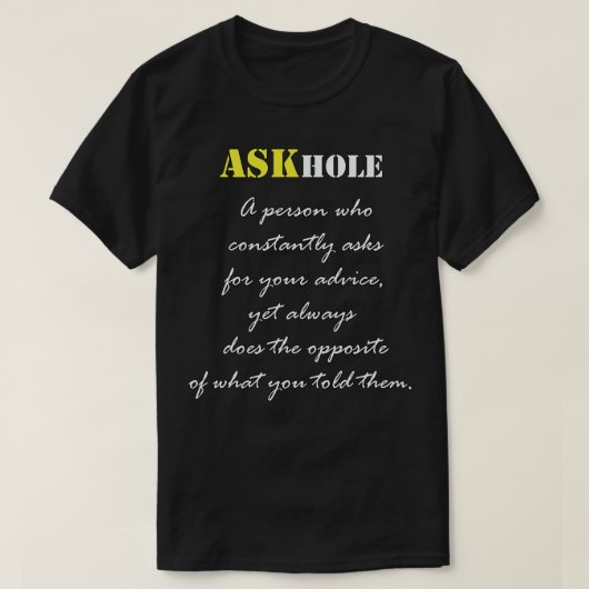 Askhole Grappige Definitie Sarcastisch Citaat T-shirt (Design voorkant)