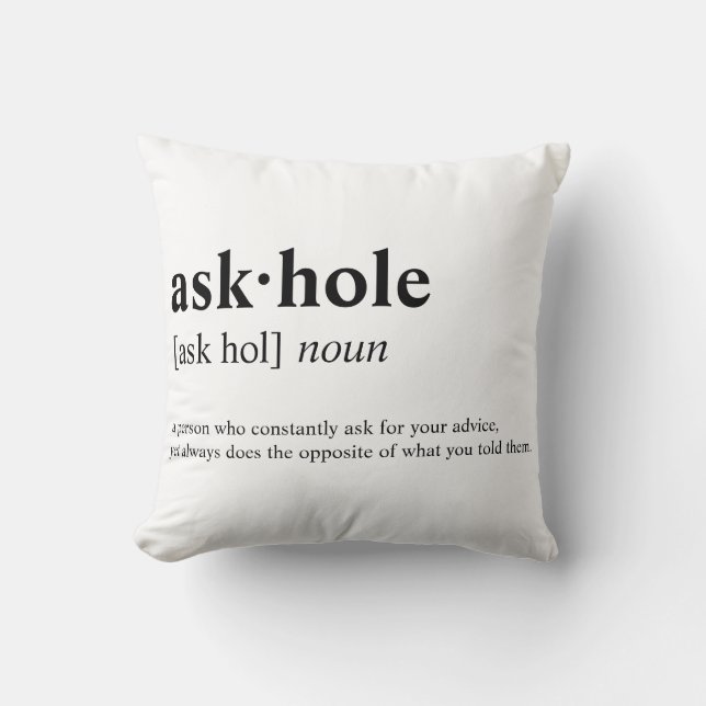 Askhole - Woordenboekbetekenis Kussen (Voorkant)