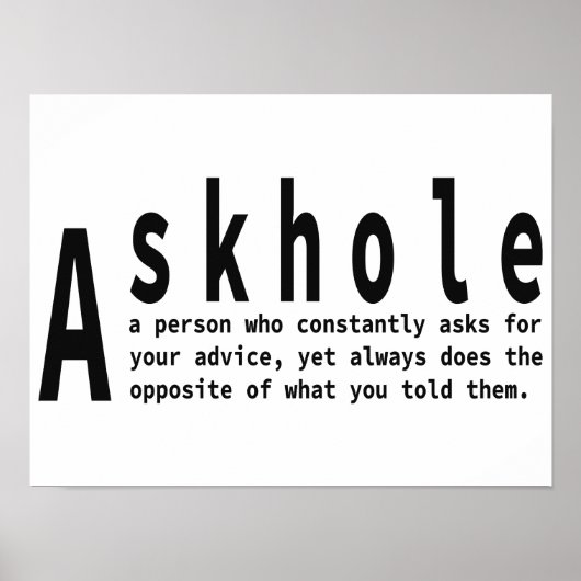 Askholes - Sarcastische woordenboekdefinitie Poster (Voorkant)
