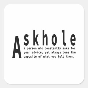 Askholes - Sarcastische woordenboekdefinitie Vierkante Sticker