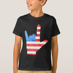 ASL 4 juli Amerikaanse gebarentalen Dove Bewustzij T-shirt