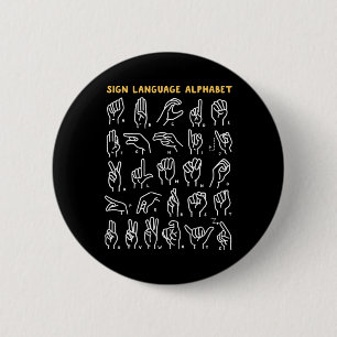 Asl Abc Amerikaanse Gebarentaal Alfabet Retro Dove Ronde Button 5,7 Cm