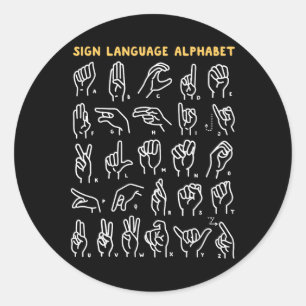 Asl Abc Amerikaanse Gebarentaal Alfabet Retro Dove Ronde Sticker