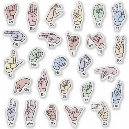 ASL ABC Sticker – Bright & Educational Sticker (Voorkant)