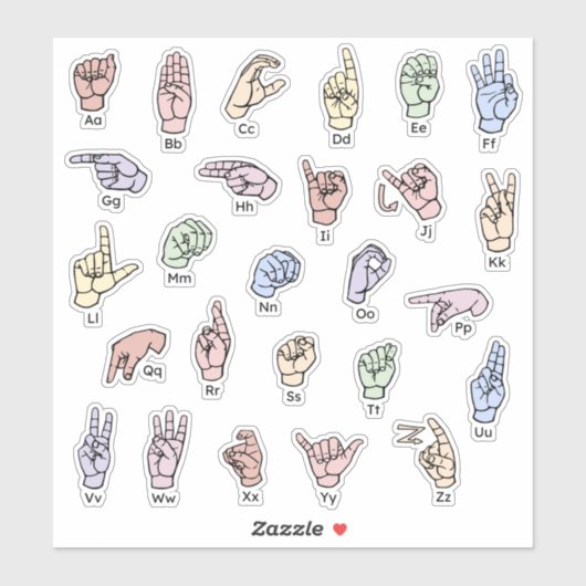 ASL ABC Sticker – Helder & Educatief Sticker (Vel)