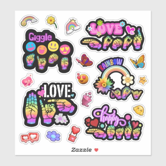 ASL Affirmation Stickers – Love, Laugh, Celebrate (Vel)