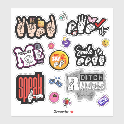 ASL Affirmation Stickers – Voice, Kindness, Power (Vel)