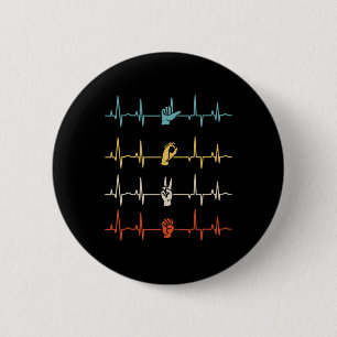 Asl Alfabet Amerikaanse Gebarentaal Asl Docent Hij Ronde Button 5,7 Cm