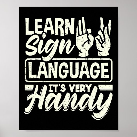 Asl Alfabet Docent Amerikaans Gebarentaal Het Is V Poster (Voorkant)