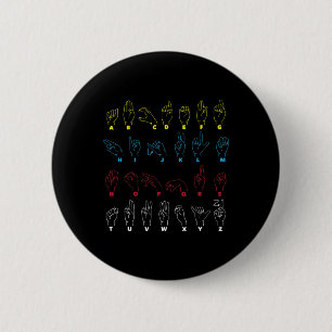 Asl Alfabet Docent Amerikaanse Gebarentaal Asl Ch Ronde Button 5,7 Cm