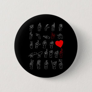 Asl Alfabet Docent Amerikaanse Gebarentaal Asl Ch Ronde Button 5,7 Cm