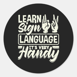 Asl Alfabet Docent Amerikaanse Gebarentaal Het Is  Ronde Sticker