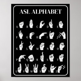ASL Alfabet Handgebaren A-Z Poster