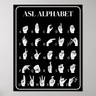 ASL Alfabet Handgebaren A-Z Poster